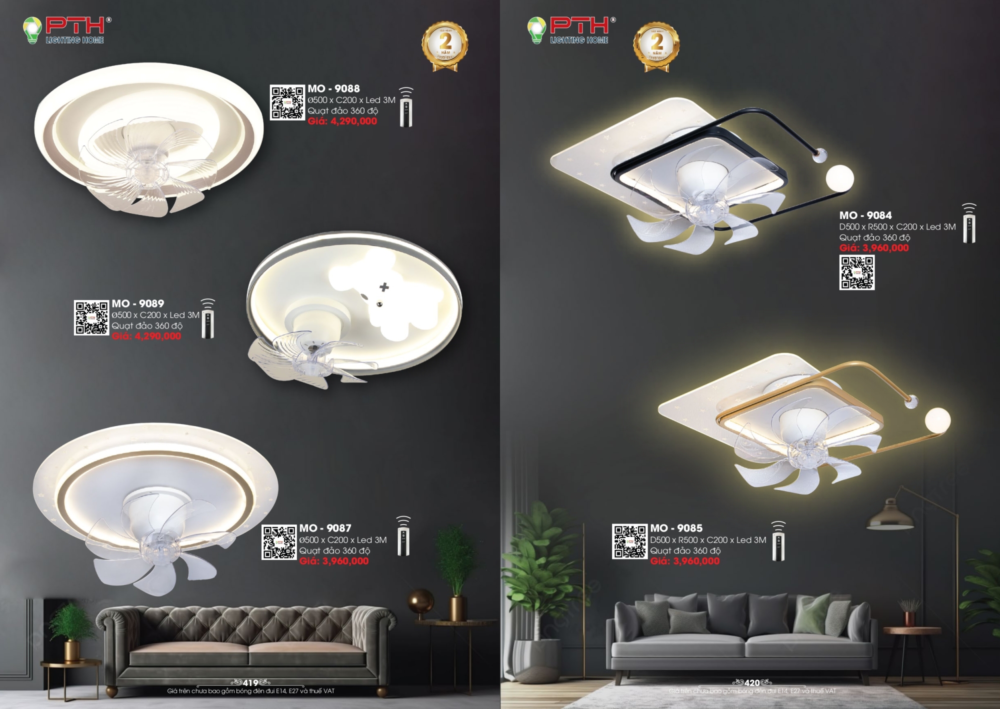 Bảng giá đèn trang trí PTH Lighting Home 2026